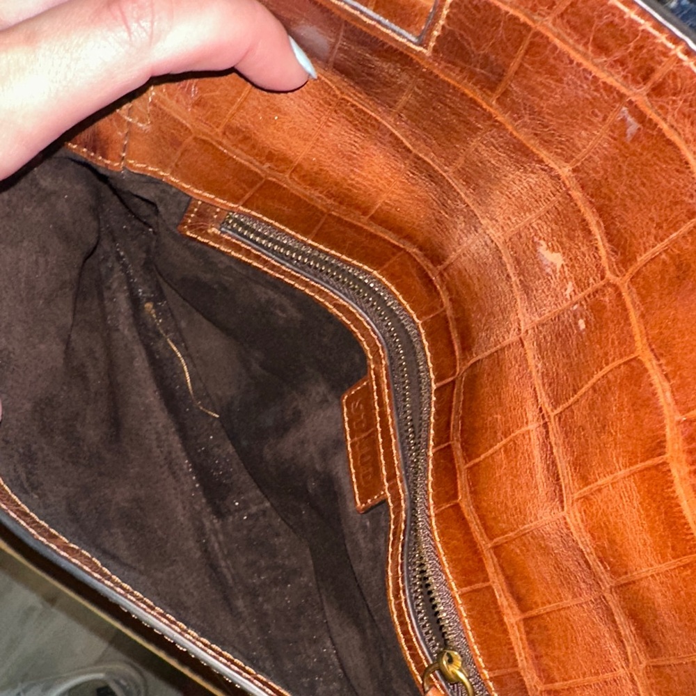 Staud Croc-Embossed Brown Shoulder Bag - Picture 5 of 9